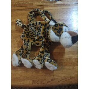 Vintage '90s cheetah plush backpack carry purse kids